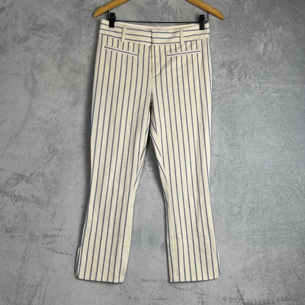 Anthropologie‎ The Essential Capri Trousers 0 Slim Striped Cropped Retro Pants